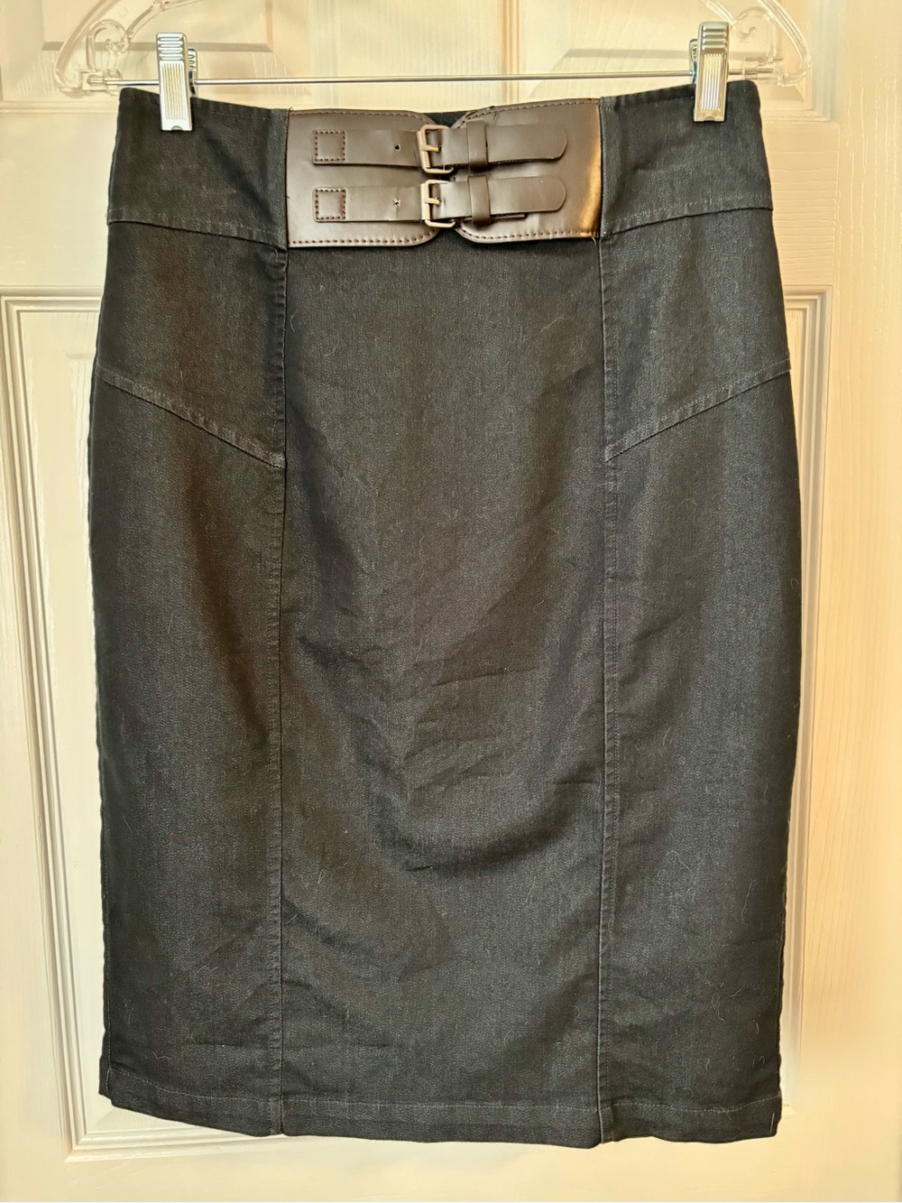 Worthington Black Pencil Skirt with Double Buckle Waist